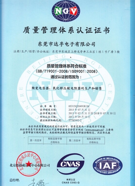 ISO9001:2008 質量管理體系